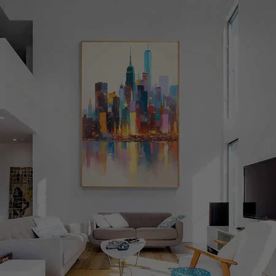 Original New York Painting,huge New York Wall Art,new York